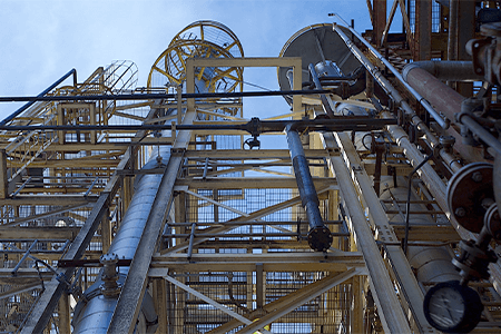 Looking up at chemical facility structure