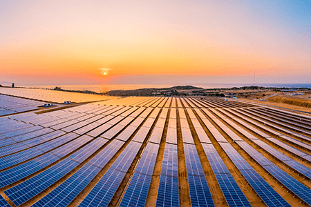 Solar Panels in Sunset