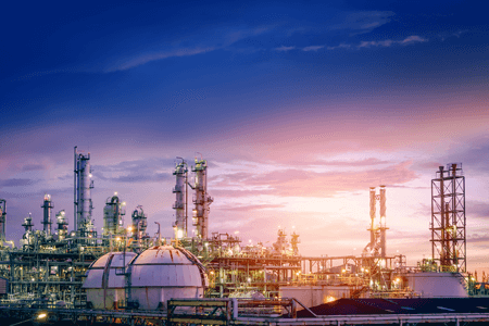Chemical Facility at Sunset