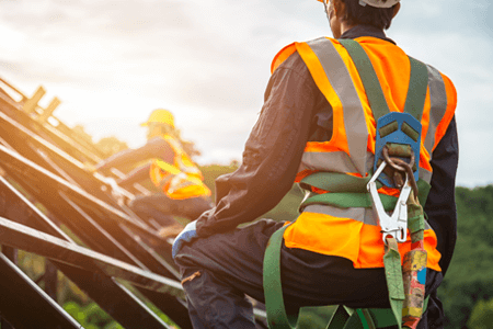 Worker Wearing Safety Harness