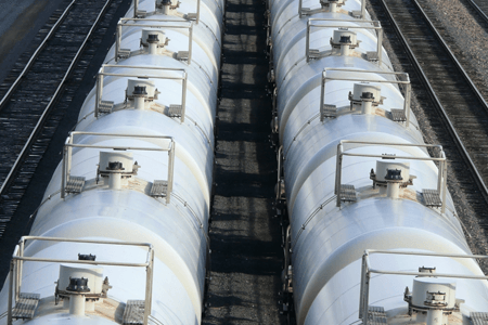 Rail Tanker Cars Waiting At Transfer Station