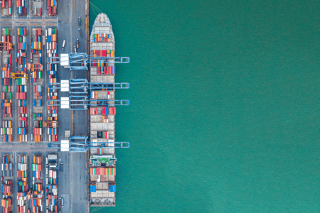 Transportation Ocean Cargo Ship At Port