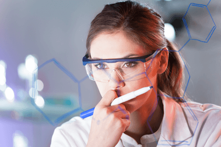 Woman Deep in Thought in Lab