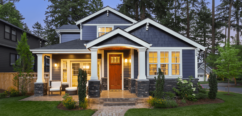 Blue Home Constructed with Products of Chemistry