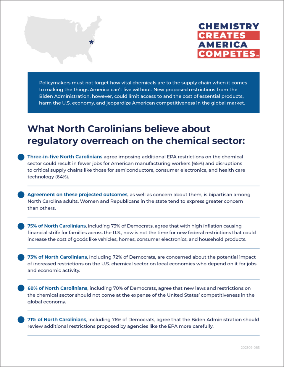 What North Carolinians Believe About Regulatory Overreach on Chemical Sector - Fact Sheet