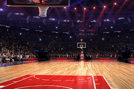 Basketball Court with Fans