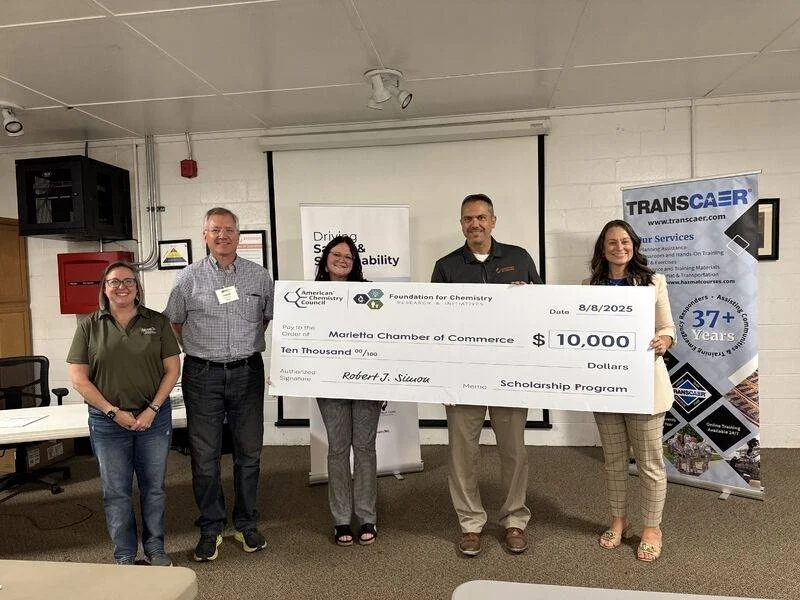 Scholarship check presentation at the 2025 ACC Responsible Chemistry Summit.